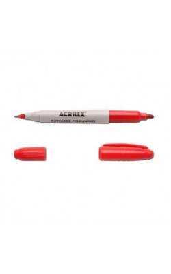 MARCADOR PERMANENTE PONTA DUPLA VERMELHO ACRILEX